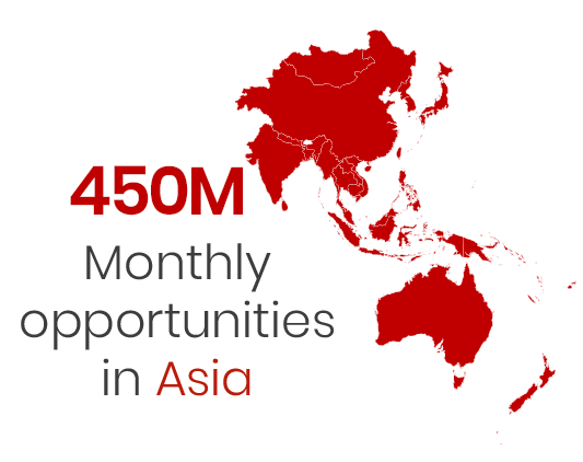 450 monthly opportunities in Asia